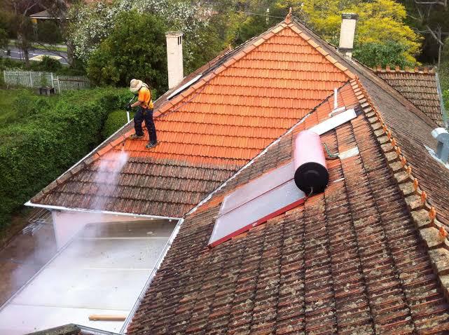 High pressure Roof cleaning and sealing